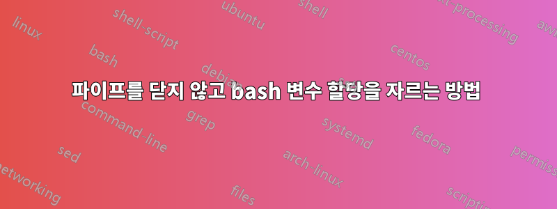 파이프를 닫지 않고 bash 변수 할당을 자르는 방법