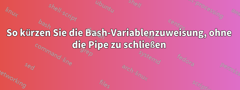 So kürzen Sie die Bash-Variablenzuweisung, ohne die Pipe zu schließen