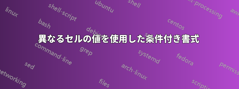 異なるセルの値を使用した条件付き書式