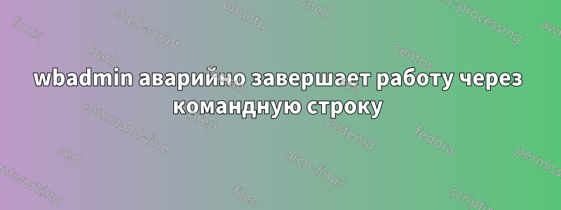 wbadmin аварийно завершает работу через командную строку