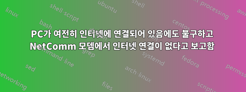 PC가 여전히 인터넷에 연결되어 있음에도 불구하고 NetComm 모뎀에서 인터넷 연결이 없다고 보고함