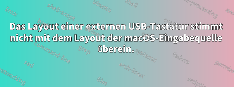 Das Layout einer externen USB-Tastatur stimmt nicht mit dem Layout der macOS-Eingabequelle überein.