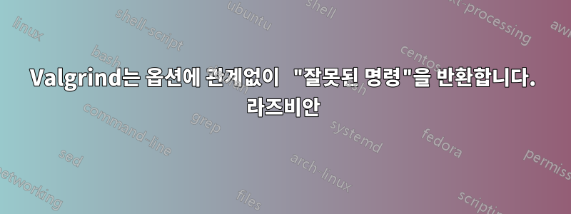 Valgrind는 옵션에 관계없이 "잘못된 명령"을 반환합니다. 라즈비안