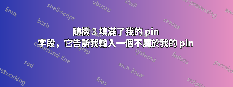 隨機 3 填滿了我的 pin 字段，它告訴我輸入一個不屬於我的 pin