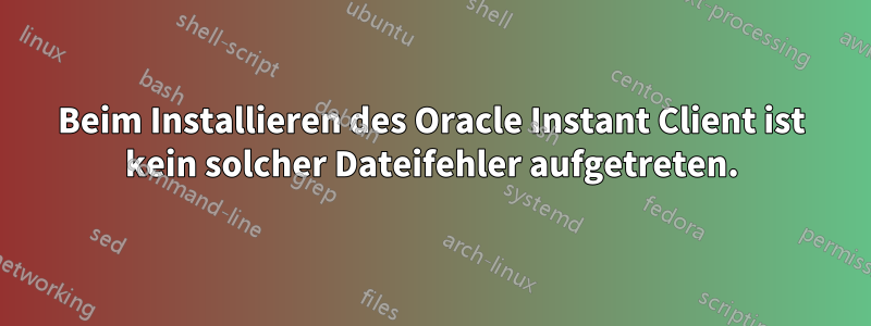 Beim Installieren des Oracle Instant Client ist kein solcher Dateifehler aufgetreten.