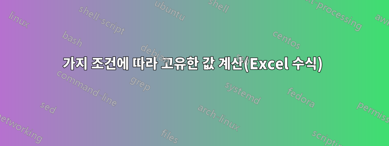 4가지 조건에 따라 고유한 값 계산(Excel 수식)