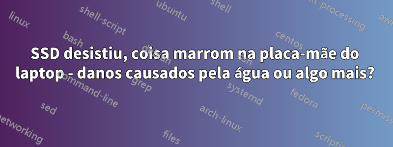 SSD desistiu, coisa marrom na placa-mãe do laptop - danos causados ​​​​pela água ou algo mais?