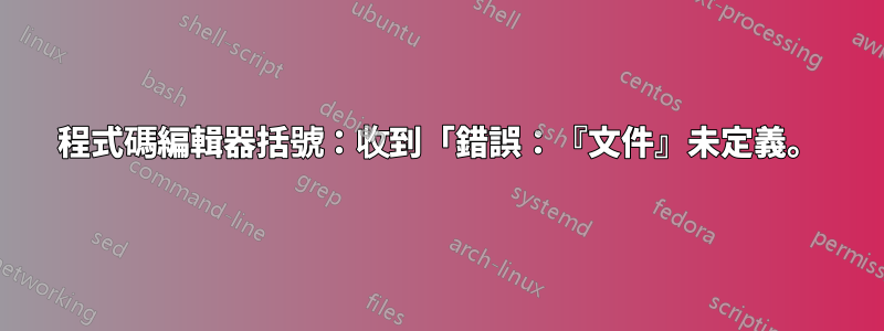 程式碼編輯器括號：收到「錯誤：『文件』未定義。