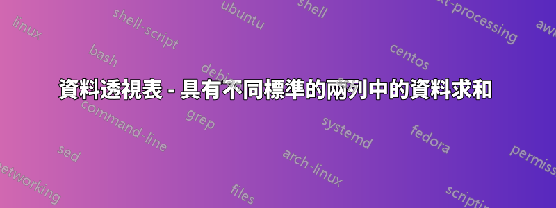 資料透視表 - 具有不同標準的兩列中的資料求和