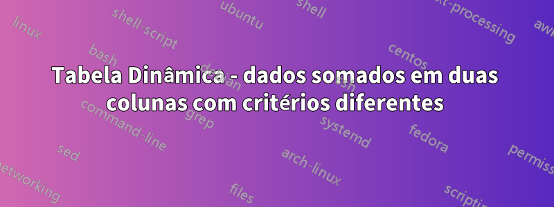 Tabela Dinâmica - dados somados em duas colunas com critérios diferentes