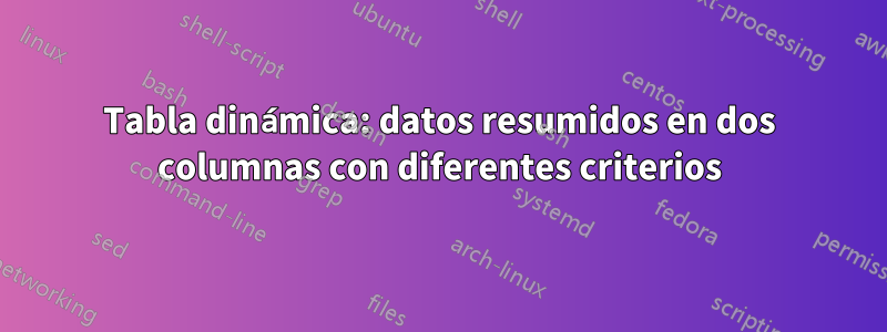 Tabla dinámica: datos resumidos en dos columnas con diferentes criterios