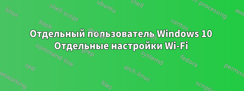 Отдельный пользователь Windows 10 Отдельные настройки Wi-Fi