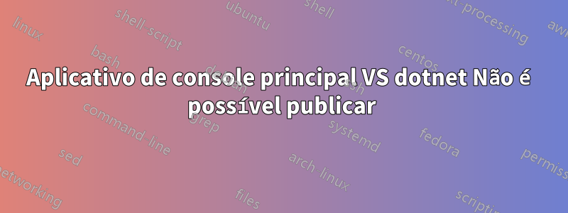 Aplicativo de console principal VS dotnet Não é possível publicar