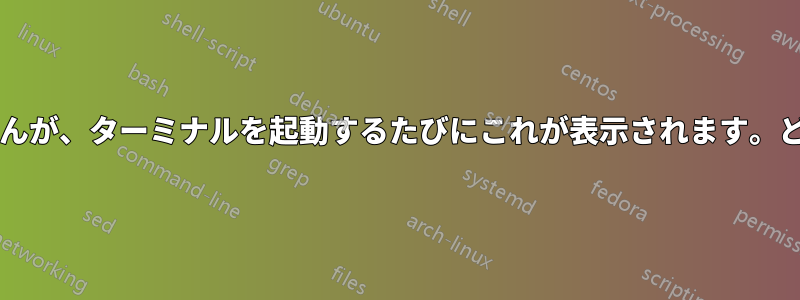 何が問題なのかわかりませんが、ターミナルを起動するたびにこれが表示されます。どうすれば修正できますか?