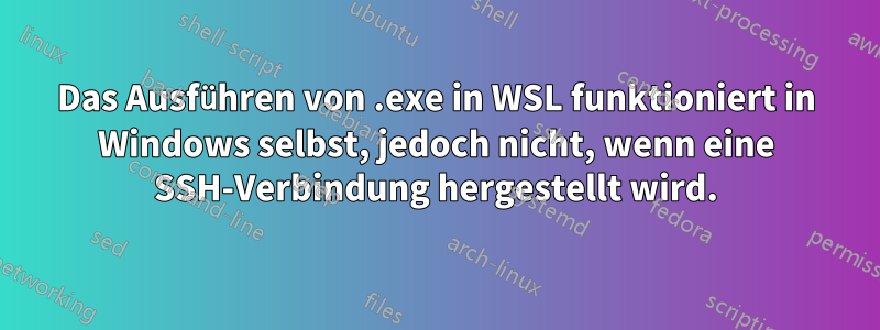 Das Ausführen von .exe in WSL funktioniert in Windows selbst, jedoch nicht, wenn eine SSH-Verbindung hergestellt wird.