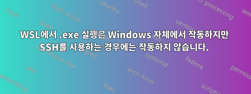 WSL에서 .exe 실행은 Windows 자체에서 작동하지만 SSH를 사용하는 경우에는 작동하지 않습니다.