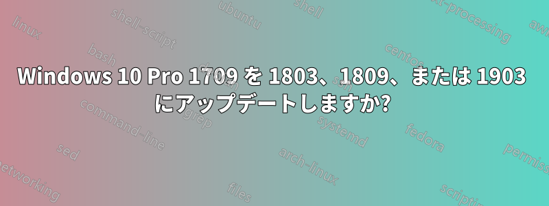 Windows 10 Pro 1709 を 1803、1809、または 1903 にアップデートしますか?