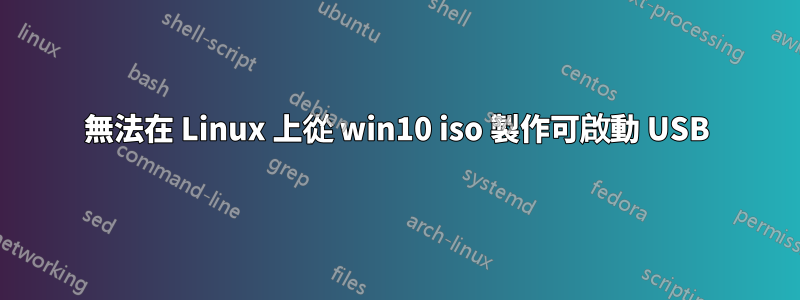 無法在 Linux 上從 win10 iso 製作可啟動 USB