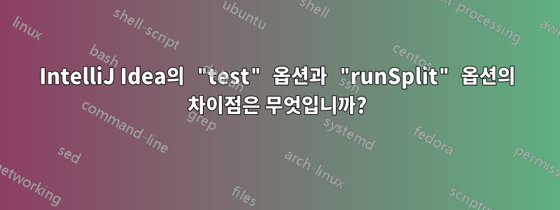 IntelliJ Idea의 "test" 옵션과 "runSplit" 옵션의 차이점은 무엇입니까?