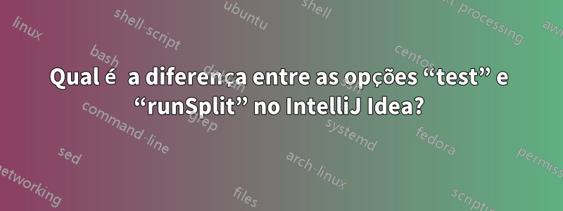 Qual é a diferença entre as opções “test” e “runSplit” no IntelliJ Idea?