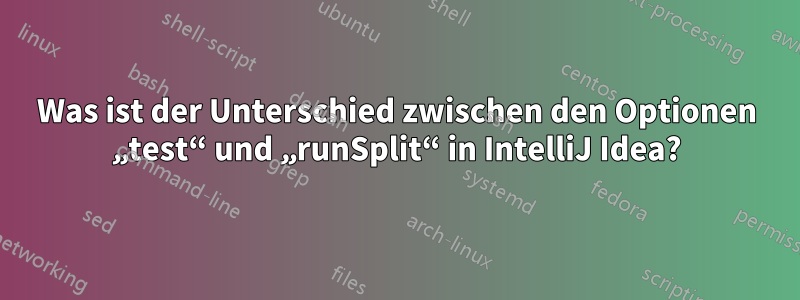 Was ist der Unterschied zwischen den Optionen „test“ und „runSplit“ in IntelliJ Idea?