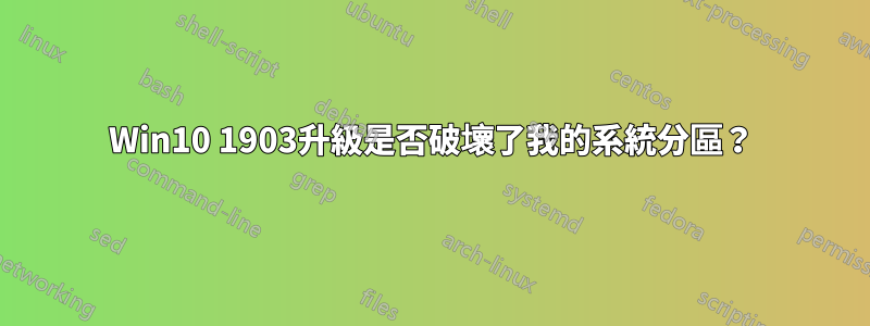 Win10 1903升級是否破壞了我的系統分區？