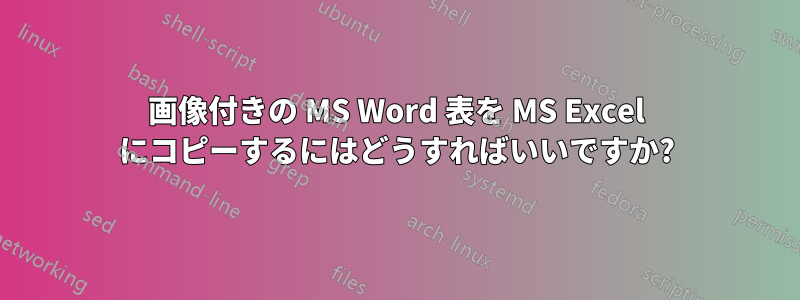 画像付きの MS Word 表を MS Excel にコピーするにはどうすればいいですか?