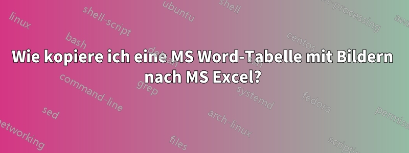 Wie kopiere ich eine MS Word-Tabelle mit Bildern nach MS Excel?