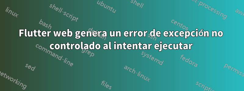 Flutter web genera un error de excepción no controlado al intentar ejecutar