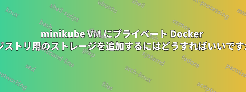 minikube VM にプライベート Docker レジストリ用のストレージを追加するにはどうすればいいですか?