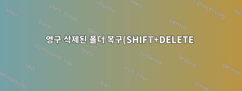 영구 삭제된 폴더 복구(SHIFT+DELETE) Windows 10 Bootcamp SSD