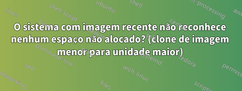 O sistema com imagem recente não reconhece nenhum espaço não alocado? (clone de imagem menor para unidade maior)