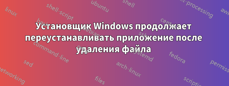 Установщик Windows продолжает переустанавливать приложение после удаления файла