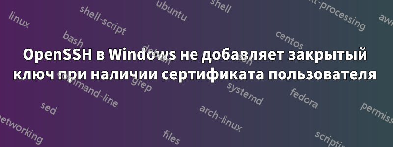 OpenSSH в Windows не добавляет закрытый ключ при наличии сертификата пользователя