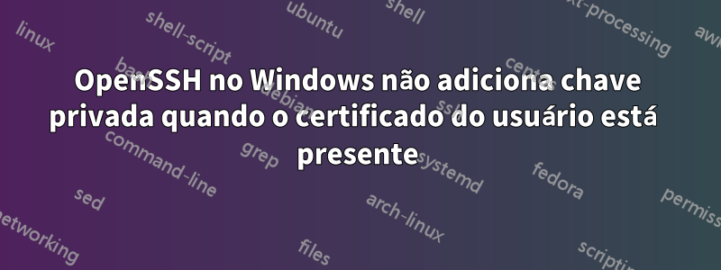 OpenSSH no Windows não adiciona chave privada quando o certificado do usuário está presente