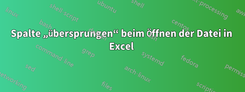 Spalte „übersprungen“ beim Öffnen der Datei in Excel
