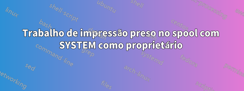Trabalho de impressão preso no spool com SYSTEM como proprietário
