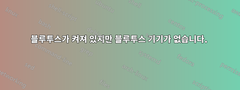 블루투스가 켜져 있지만 블루투스 기기가 없습니다.