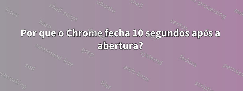 Por que o Chrome fecha 10 segundos após a abertura?