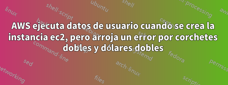 AWS ejecuta datos de usuario cuando se crea la instancia ec2, pero arroja un error por corchetes dobles y dólares dobles