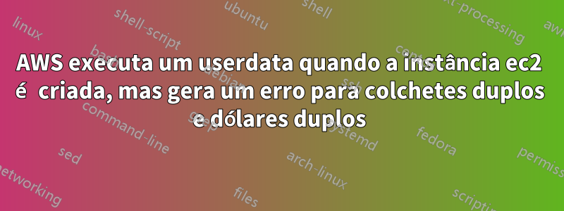 AWS executa um userdata quando a instância ec2 é criada, mas gera um erro para colchetes duplos e dólares duplos