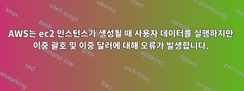 AWS는 ec2 인스턴스가 생성될 때 사용자 데이터를 실행하지만 이중 괄호 및 이중 달러에 대해 오류가 발생합니다.