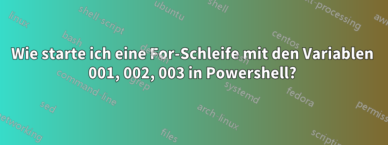 Wie starte ich eine For-Schleife mit den Variablen 001, 002, 003 in Powershell?