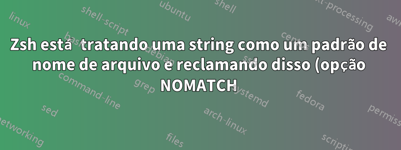 Zsh está tratando uma string como um padrão de nome de arquivo e reclamando disso (opção NOMATCH)