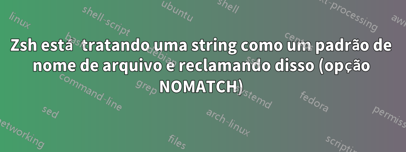 Zsh está tratando uma string como um padrão de nome de arquivo e reclamando disso (opção NOMATCH)