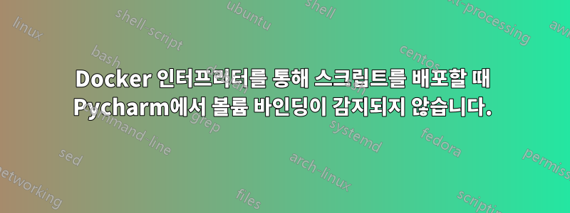 Docker 인터프리터를 통해 스크립트를 배포할 때 Pycharm에서 볼륨 바인딩이 감지되지 않습니다.