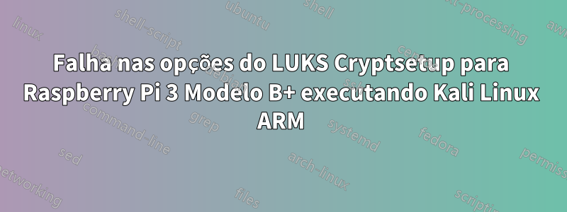 Falha nas opções do LUKS Cryptsetup para Raspberry Pi 3 Modelo B+ executando Kali Linux ARM