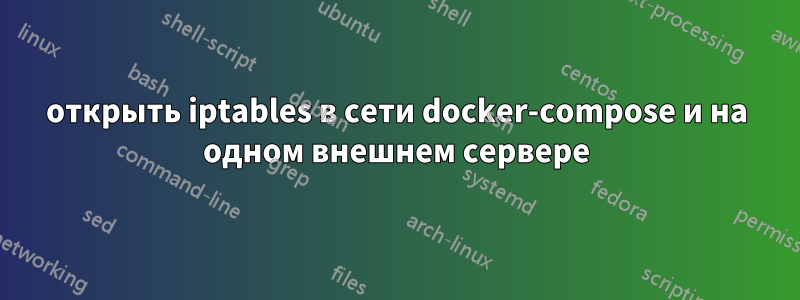 открыть iptables в сети docker-compose и на одном внешнем сервере