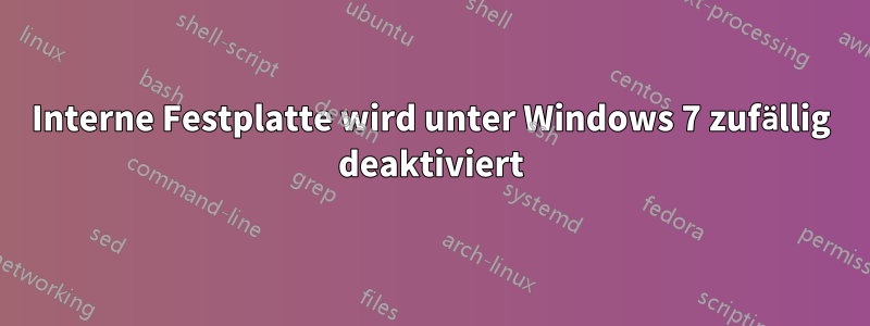 Interne Festplatte wird unter Windows 7 zufällig deaktiviert