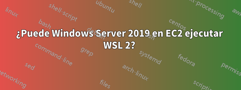 ¿Puede Windows Server 2019 en EC2 ejecutar WSL 2?